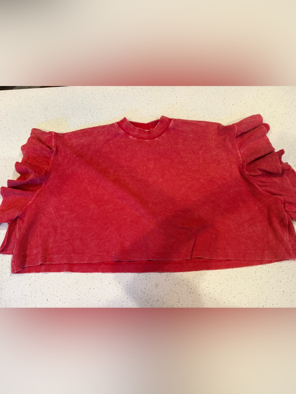 Altar'd State Red Ruffle Flutter Crop Top - Picture 4 of 4
